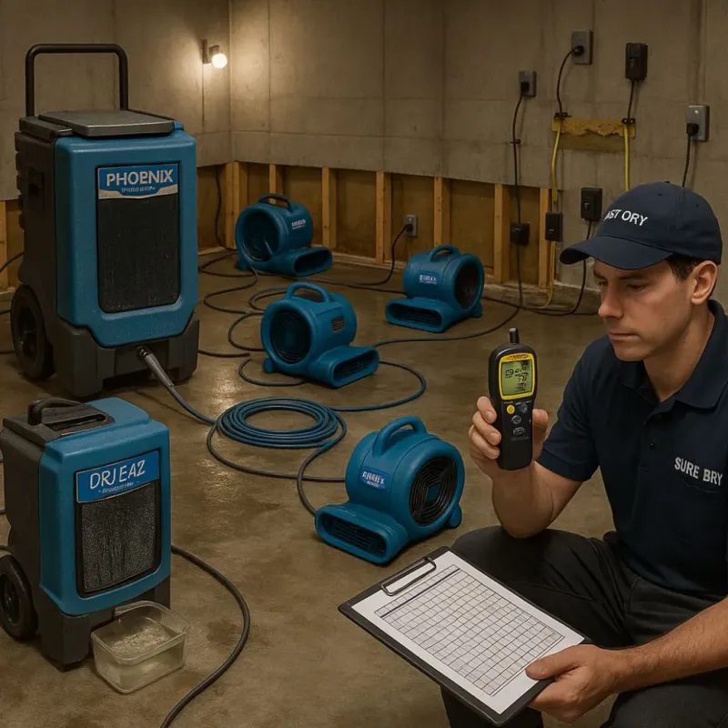 Structural Drying and Dehumidification process in Saint David, AZ